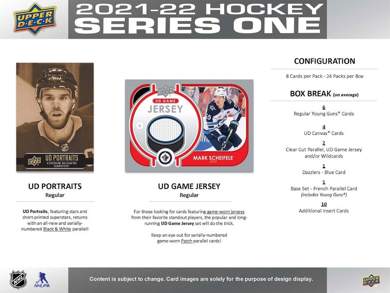 Upper Deck 2021 2022 Hockey Series 1 Factory Sealed Unopened Blaster Box of Packs Possible Young Guns Rookies and Jerseys - Image 4